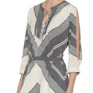 Derek Lam 10 Crosby Blue/White Chevron Romper Sz 2